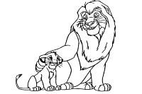 A coloring page of the lion king
